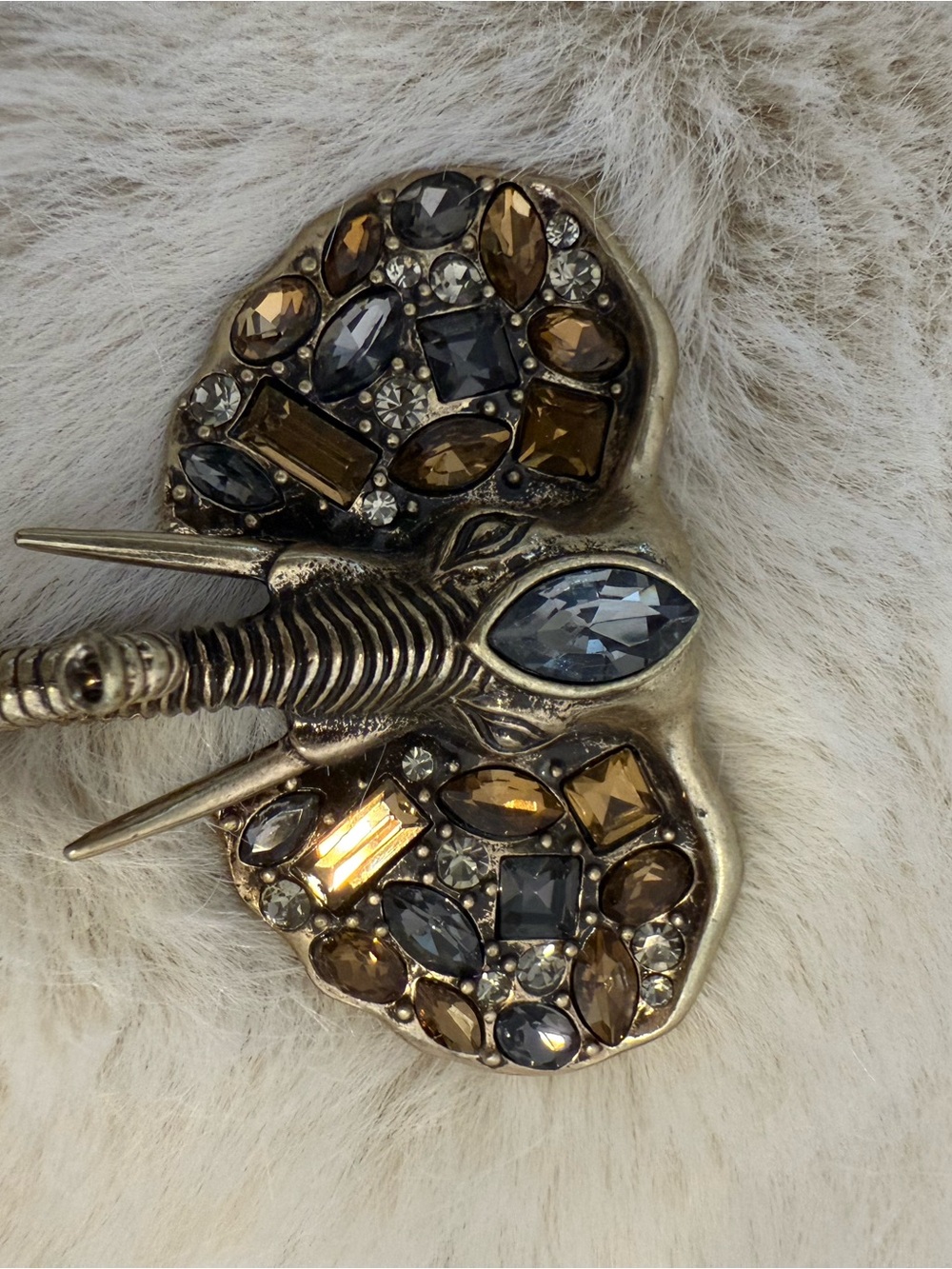 Crystal-Embellished elephant brooch